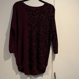 Women's Burgundy Leopard Print Top